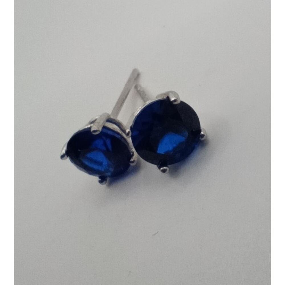 Sapphire Sterling Silver Stud Earrings – ¼" Round